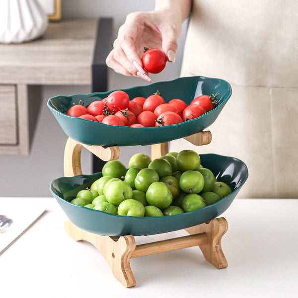 Fruteira de Mesa com Suporte de Bambu